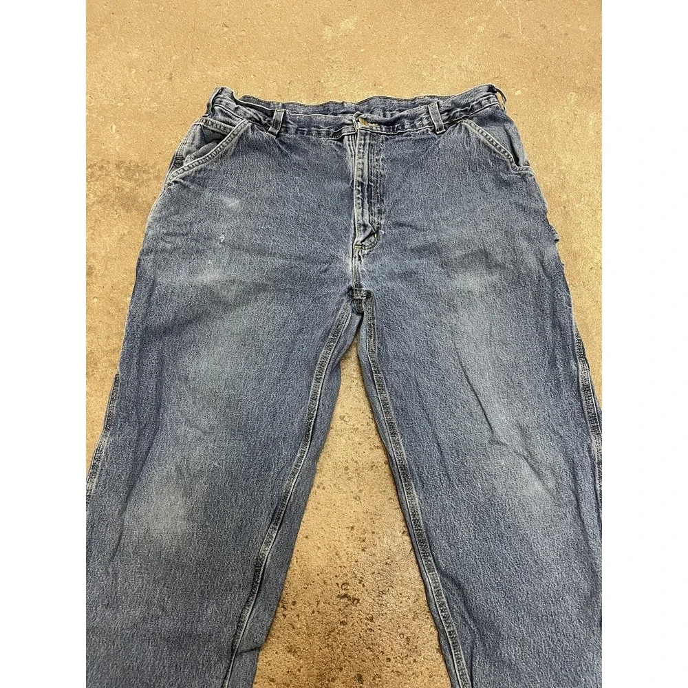 Carhartt B17DPS Jeans Mens 38x30 Stone‎ Wash Blue Relaxed Fit Straight Leg